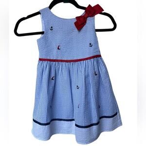 Rare Editions Girls Dress Seersucker Sailboats Size 4T New with Tags